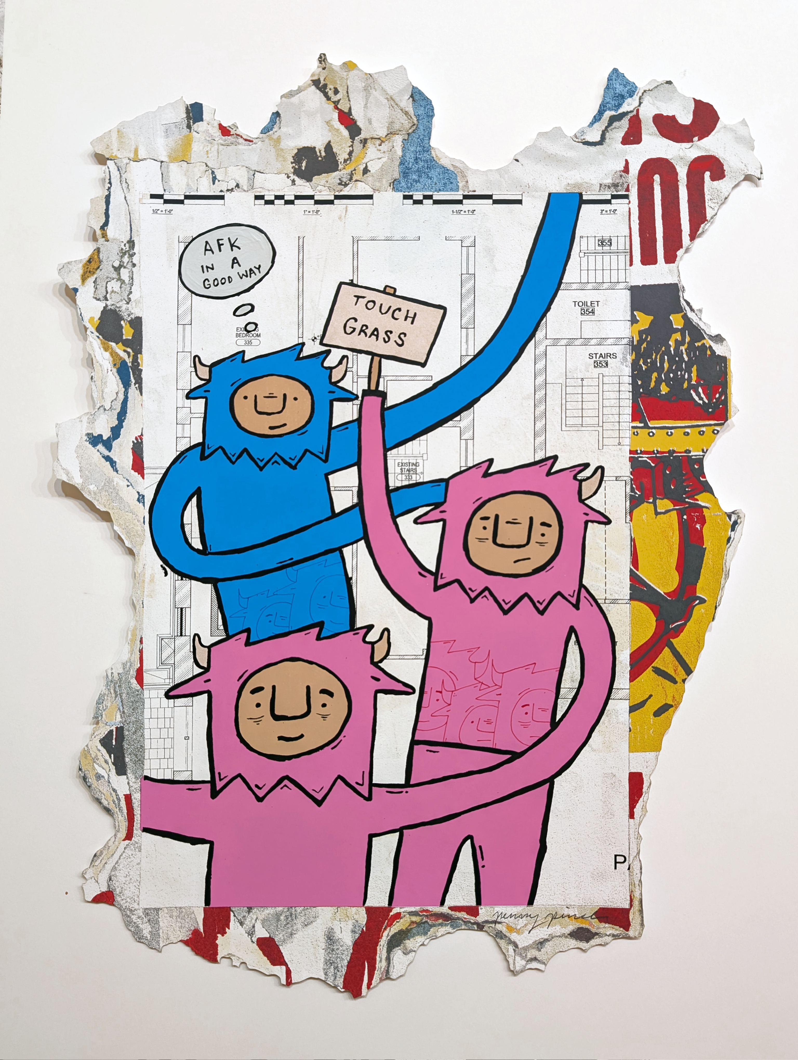 "Outside" by Penny Pinch (Hand Embellished 3)