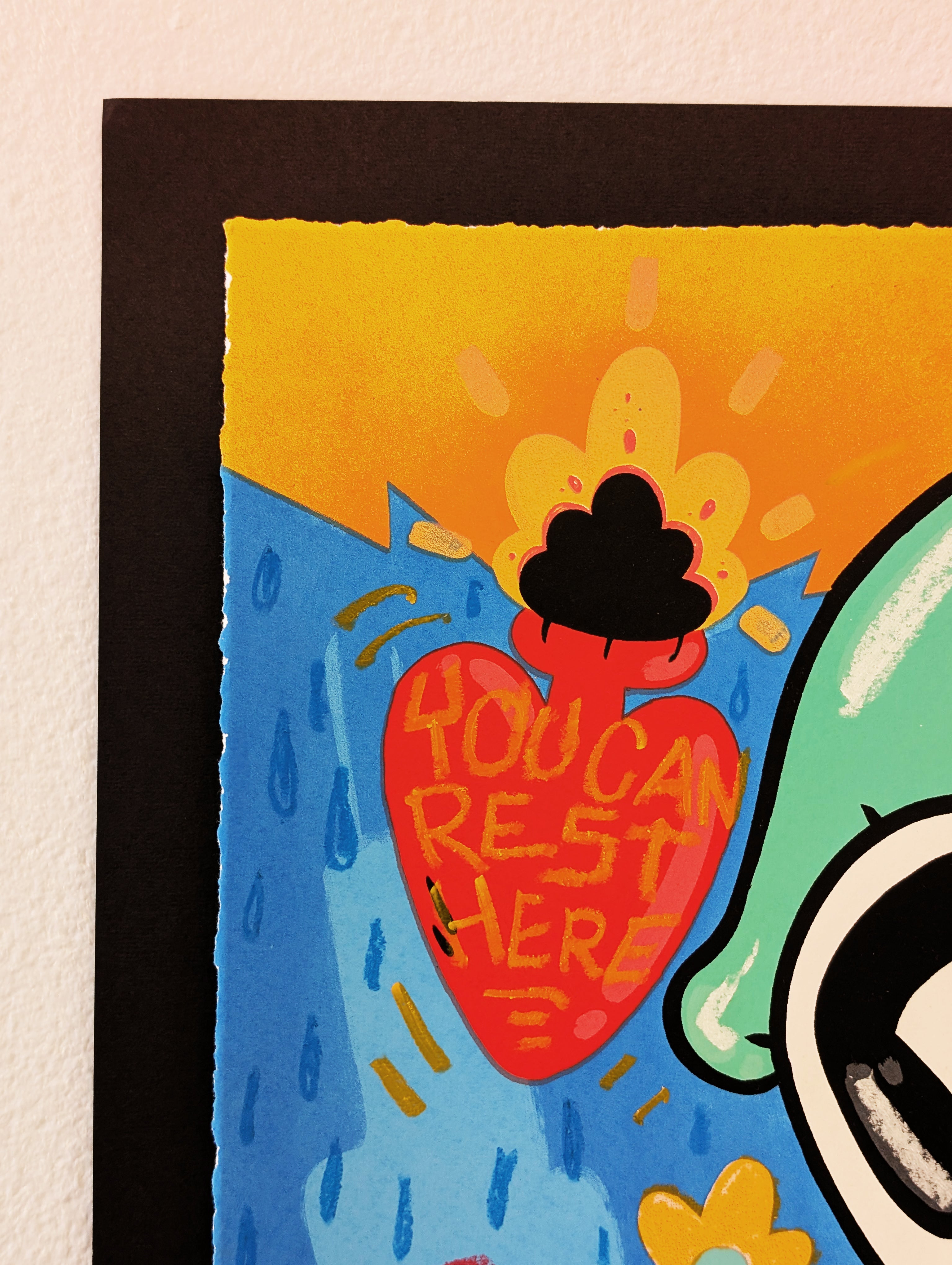 "YOU CAN REST HERE" (hand embellished 1) by Clue