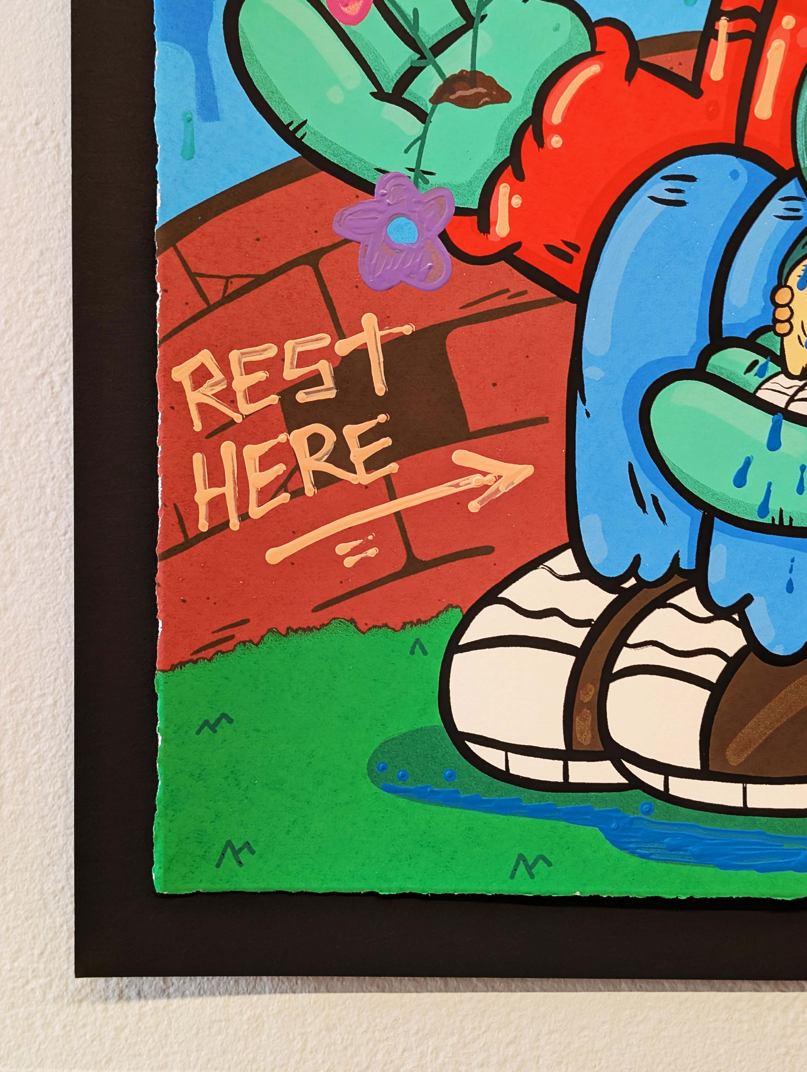 "YOU CAN REST HERE" (hand embellished 4) by Clue