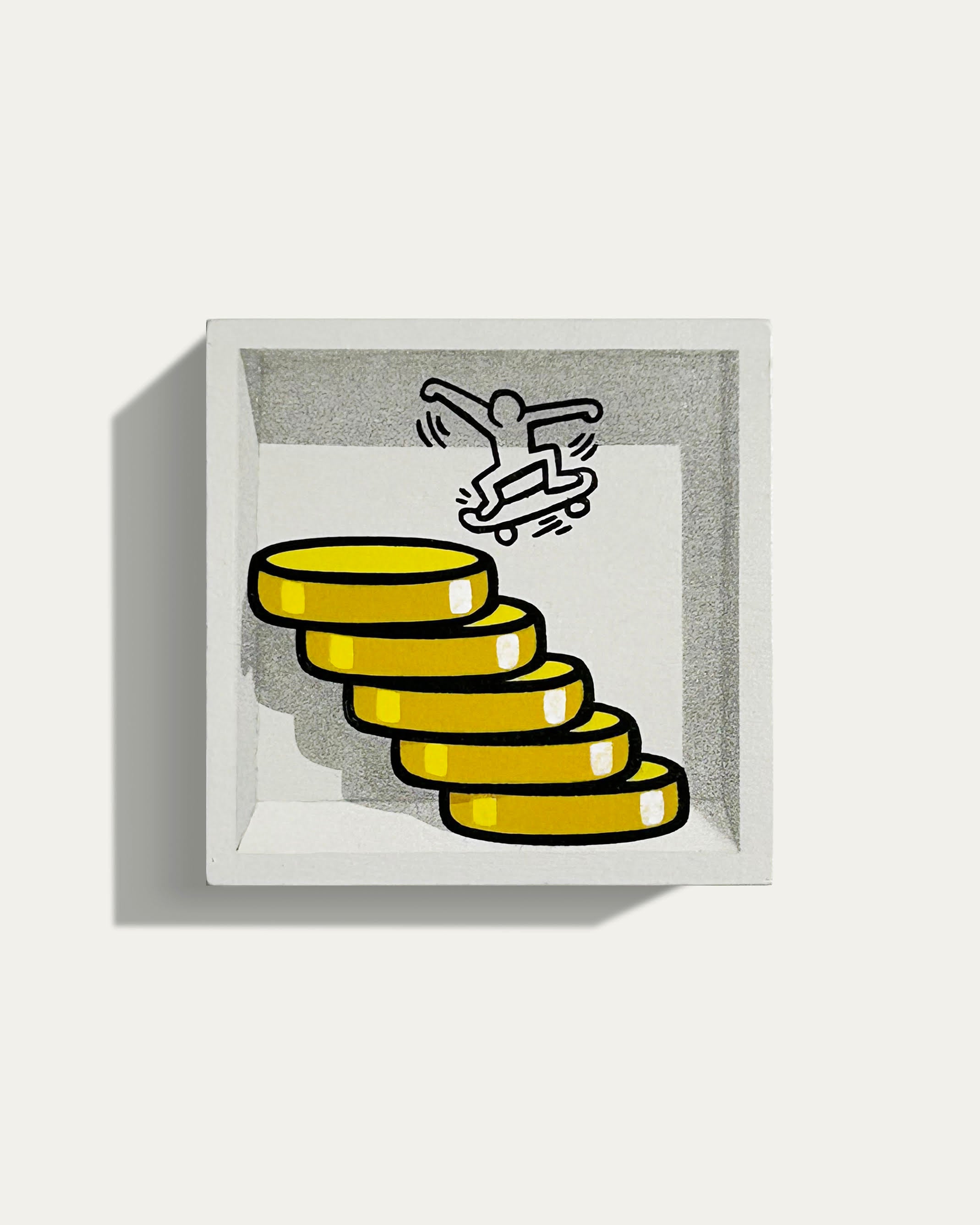 332. "5 Gold Coins (The Skateboarder K.H. - Above)" by E. LEE