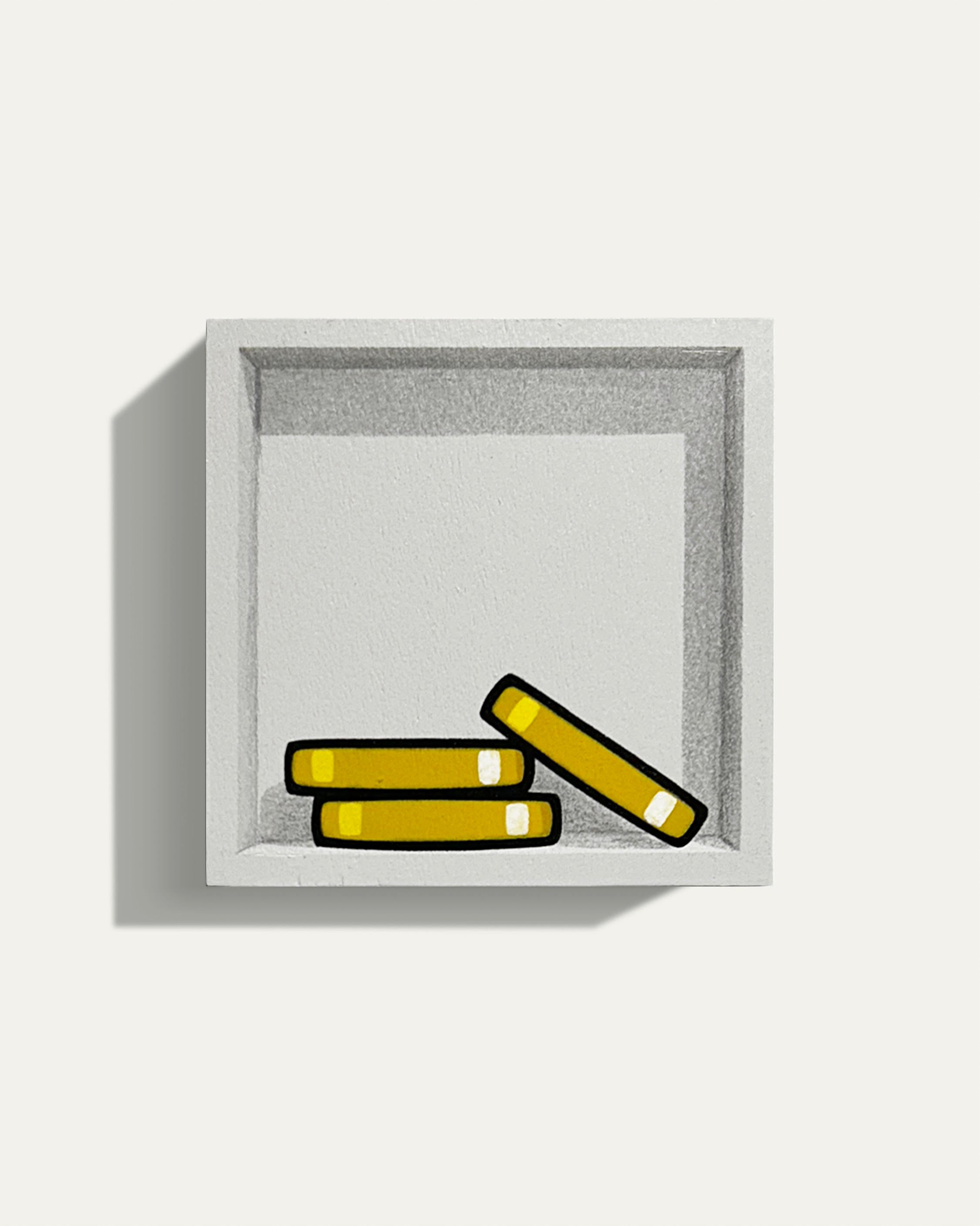 336. "3 Gold Coins (Eye Height)" by E. LEE