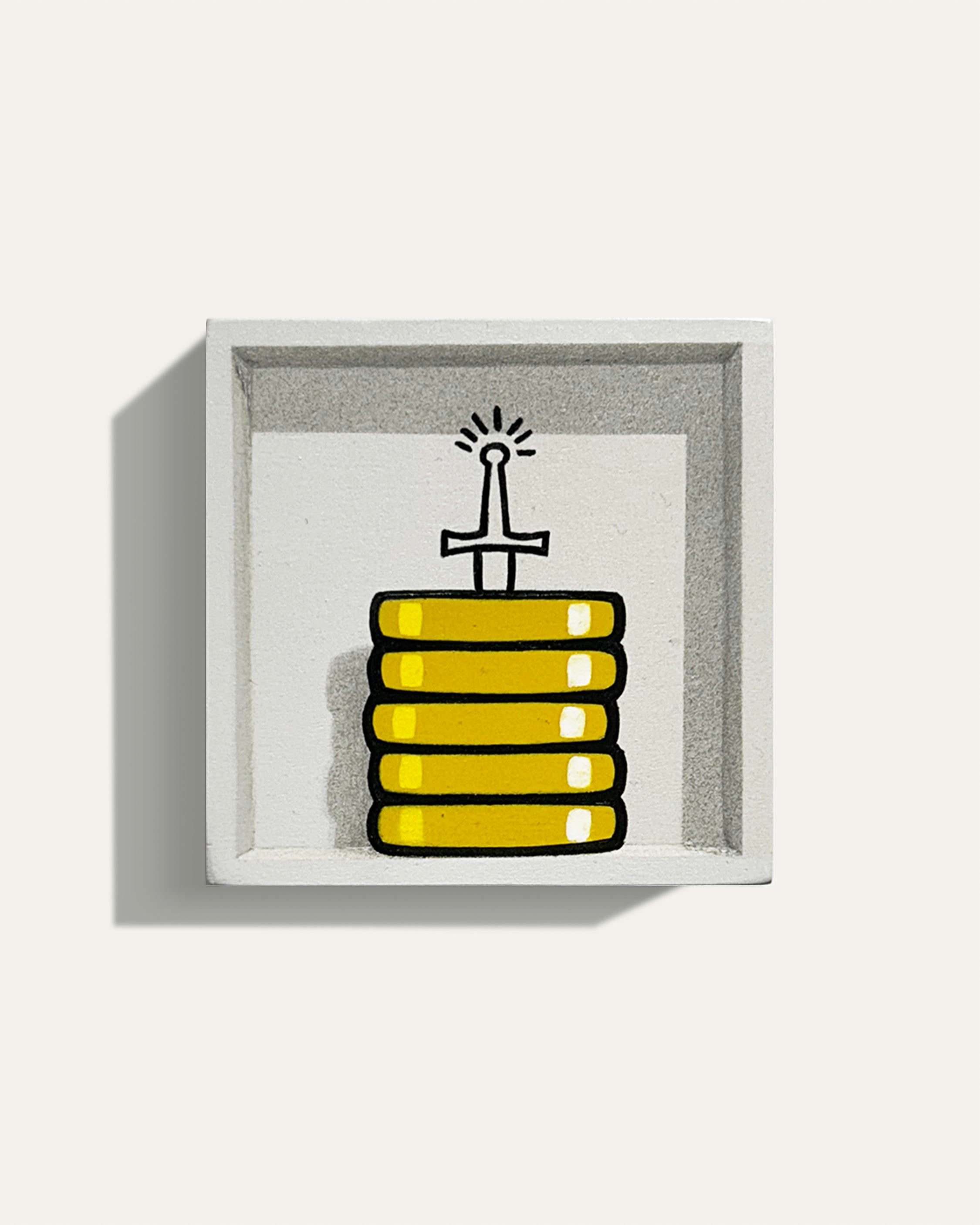 340. "5 Gold Coins (Sword in the Coin K.H. - Eye Height)" by E. LEE