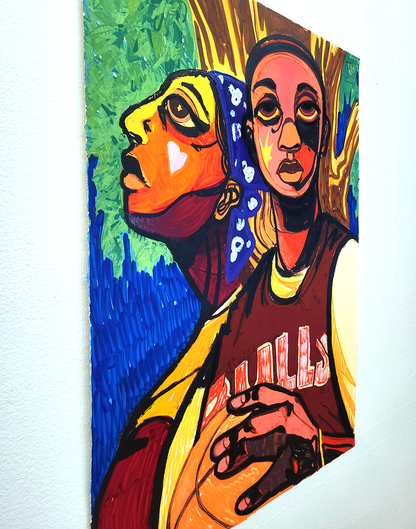 "Love and Basketball" Hand Embellished Variant #2 by Langston Allston