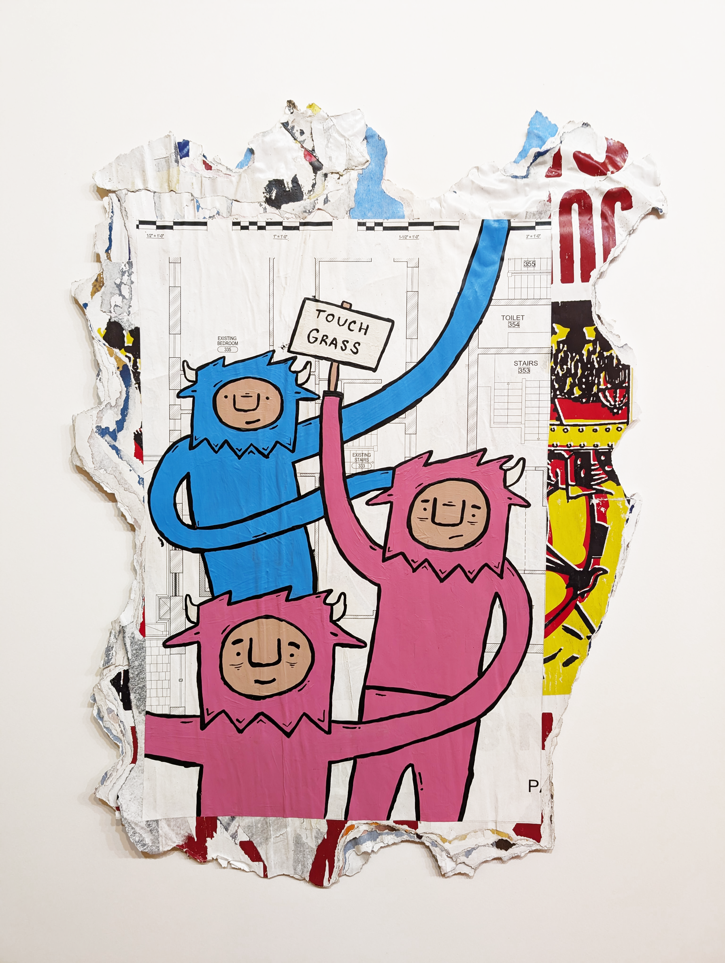 "Outside" Original Wheat pasted poster by Penny Pinch