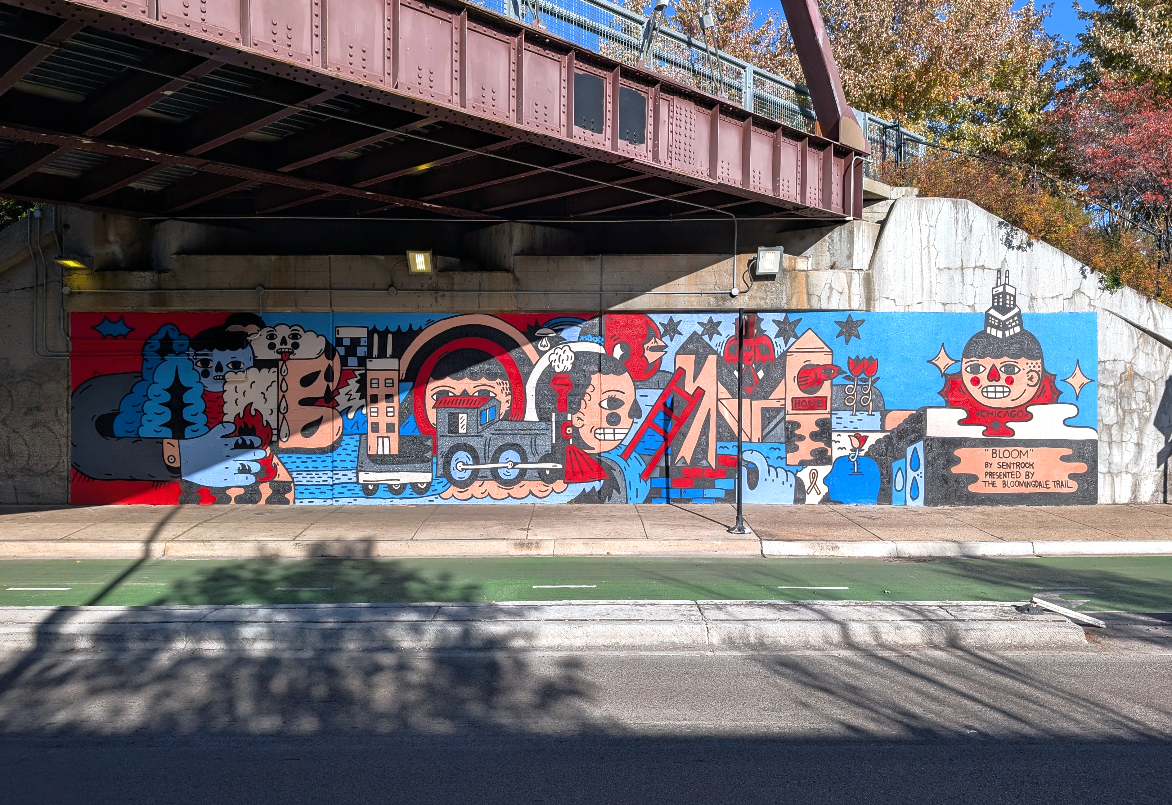 Milwaukee Ave & Bloomingdale Trail Mural by Sentrock