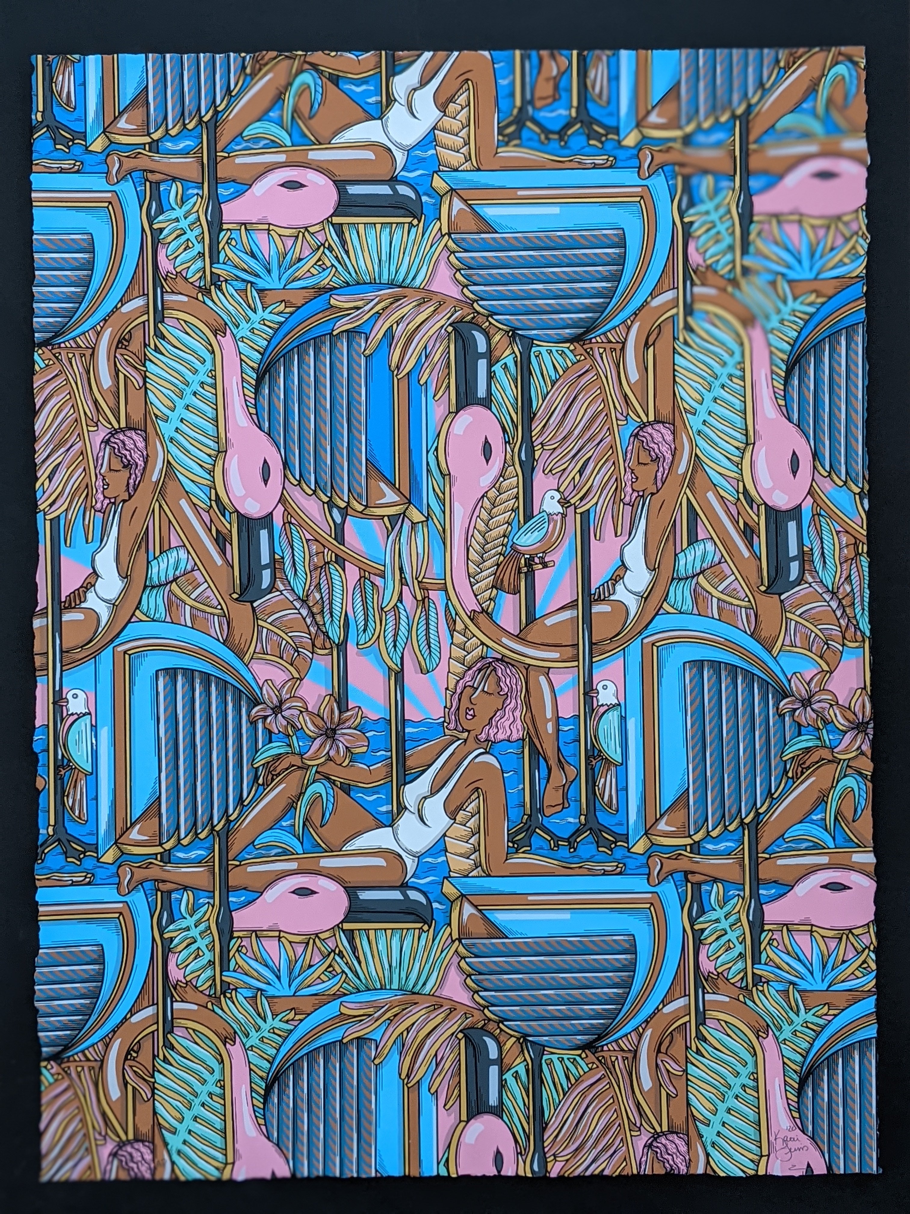 "Laid Back" Monoprint 39 by Kate Lewis