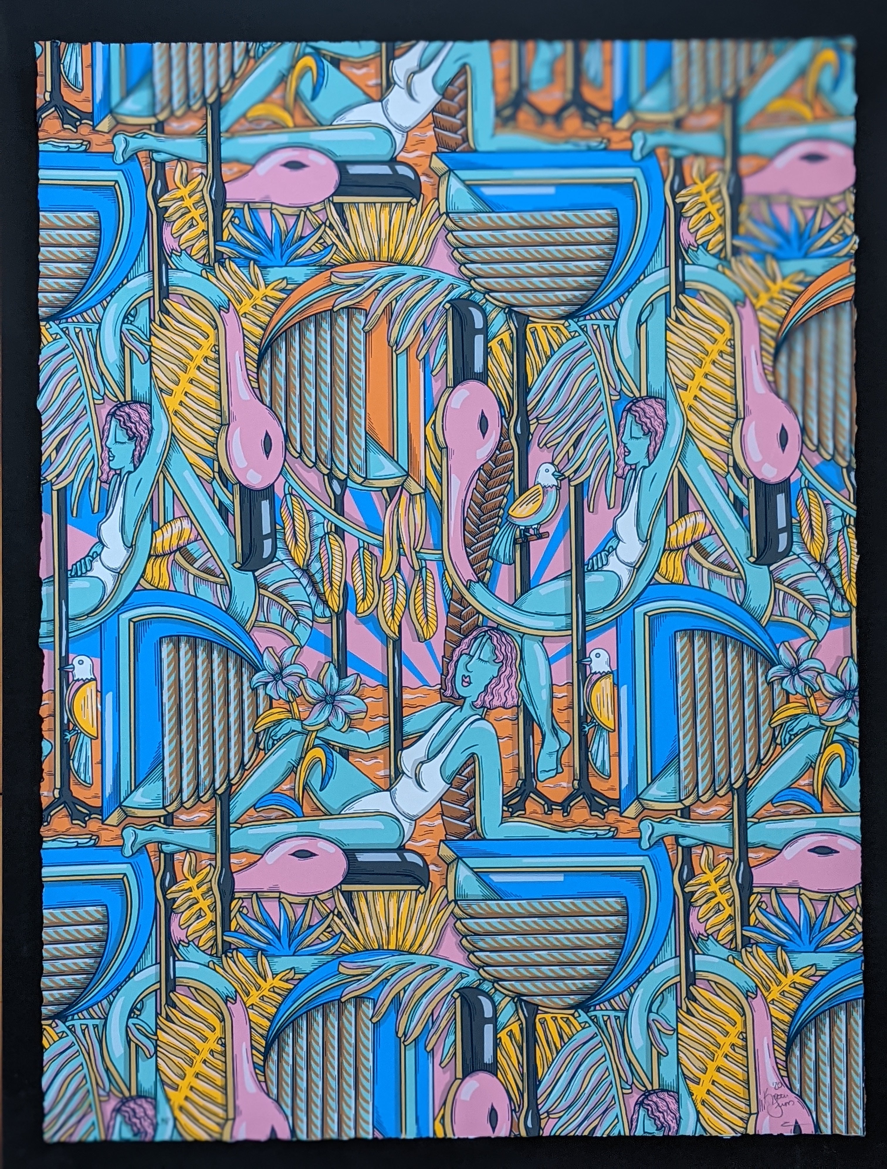 "Laid Back" Monoprint 40 by Kate Lewis