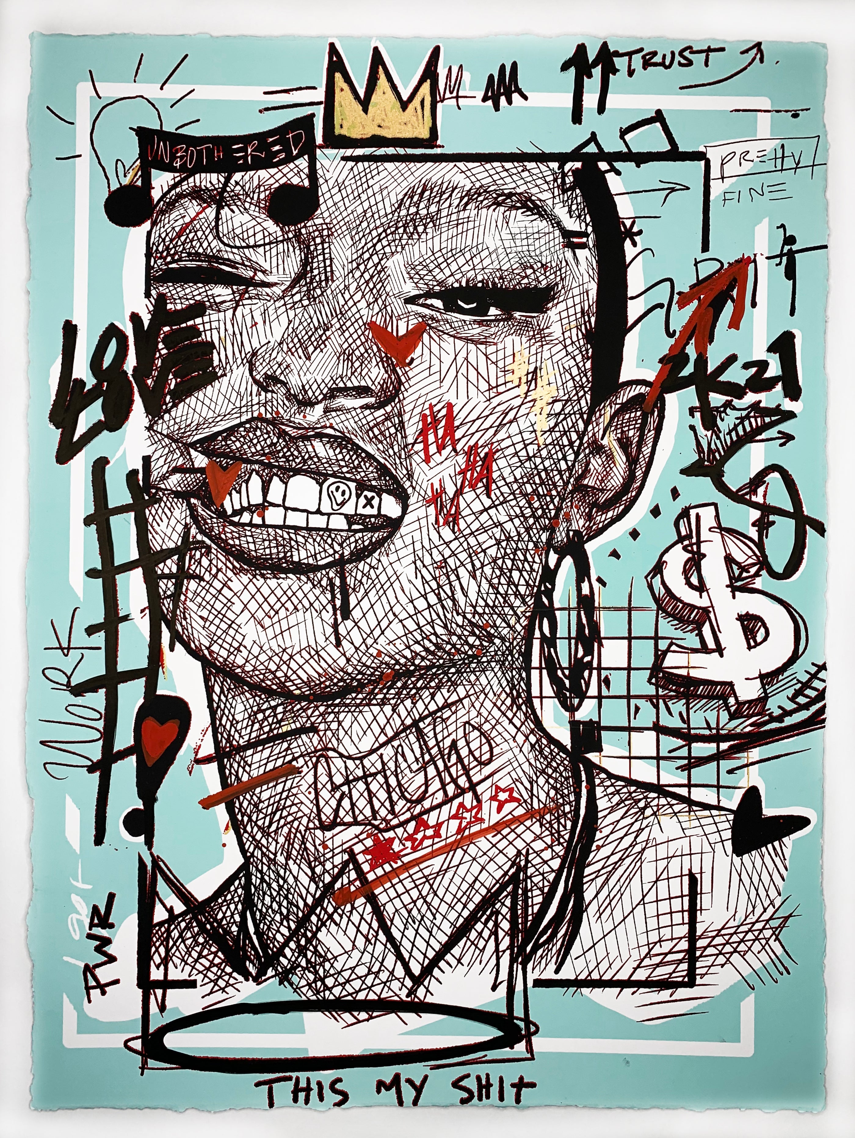 "This Ain't Free" Hand Embellished 2 by Dwight White