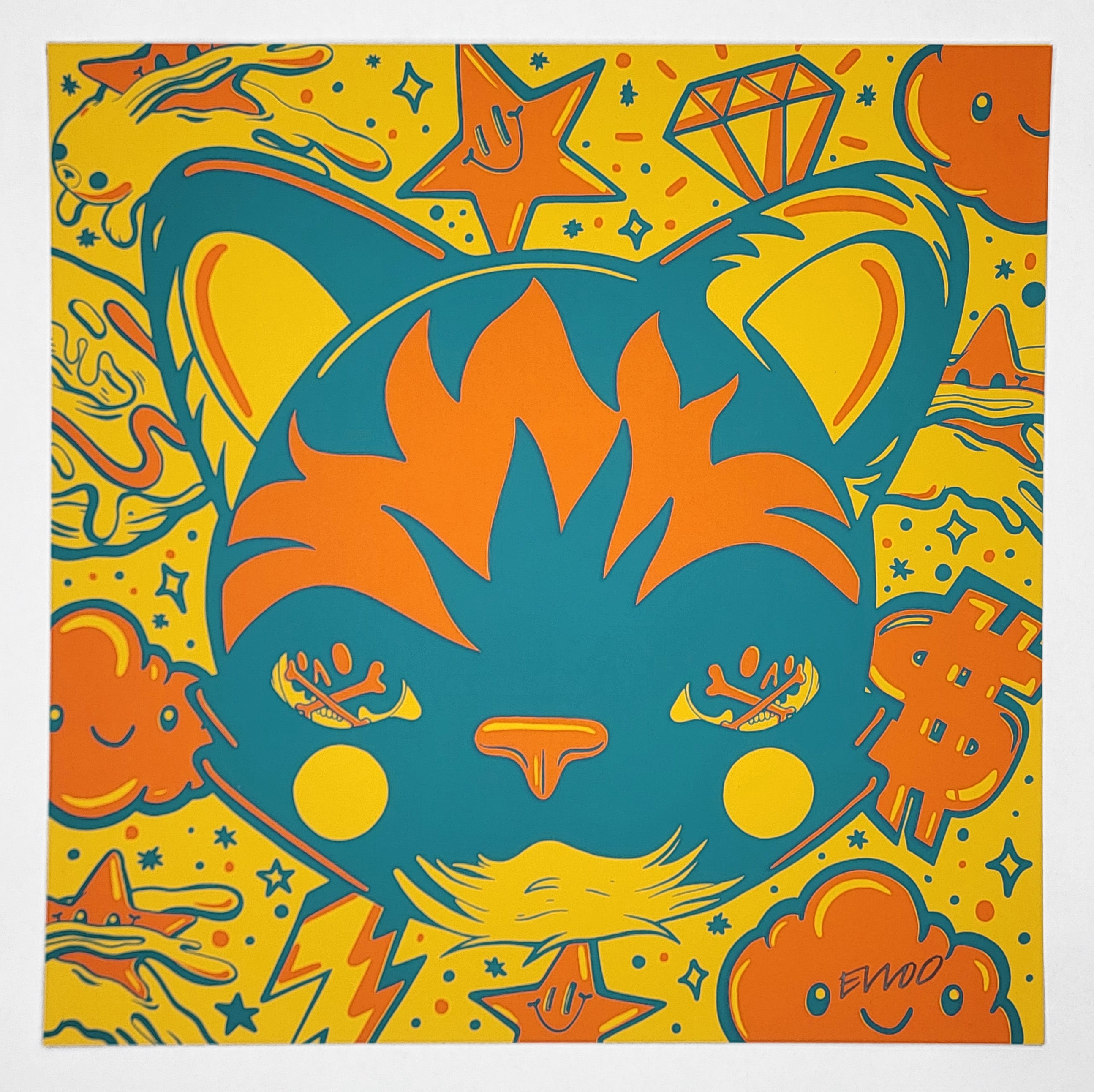 "Cat Yellow and Orange #4" by Elloo
