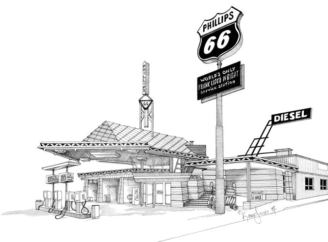 Frank Lloyd Wright Service Station Print by Kate Lewis