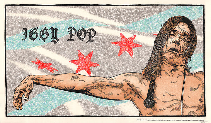 "Iggy Pop at Riot Fest Chicago 2015 Variant" by Zissou Tasseff-Elenkoff