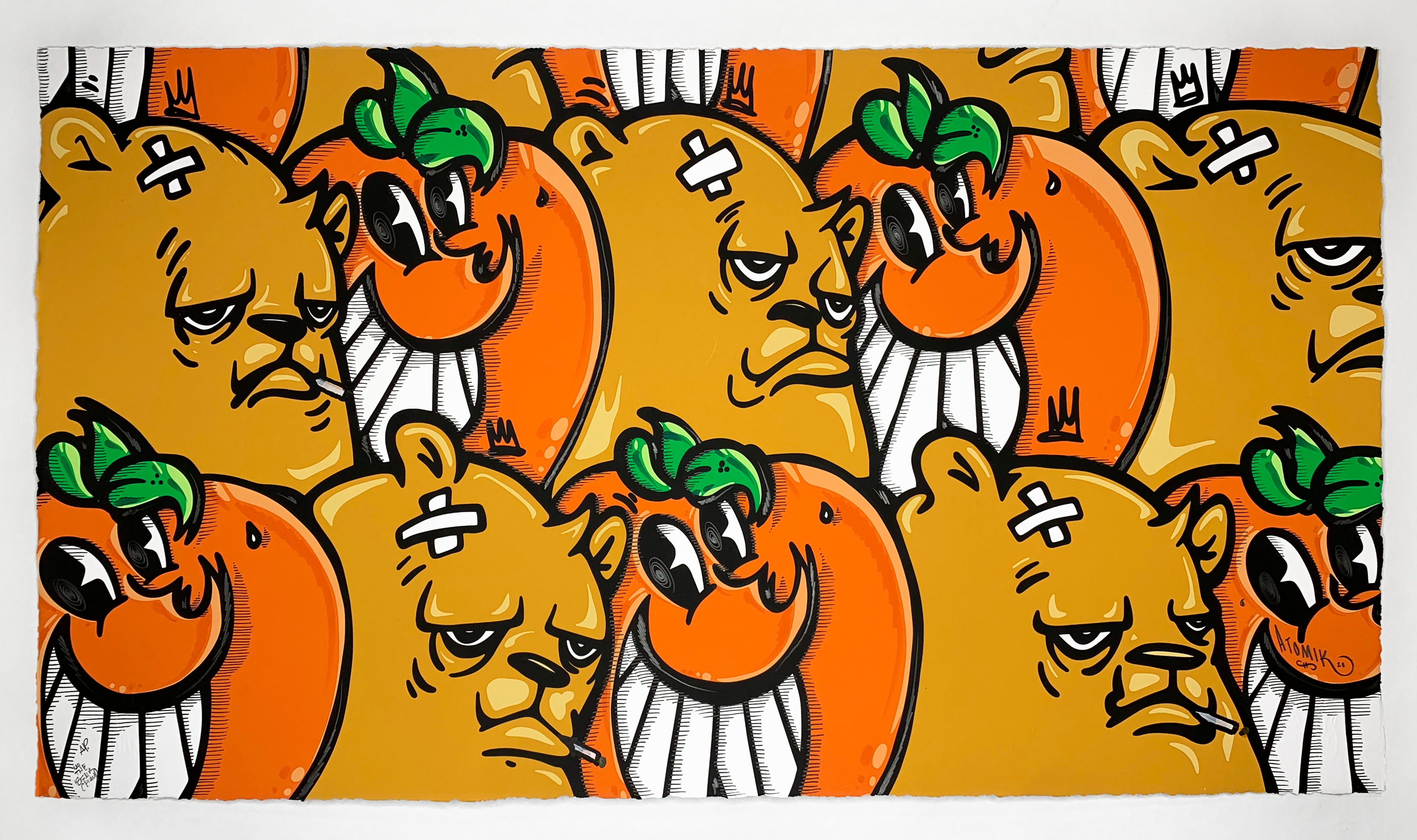 "Freshly Squeezed" Hand Embellished 1 by JC Rivera and Atomiko