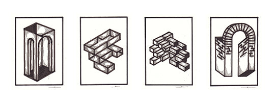Nothing Is Impossible Original Drawings Set of 4 by Kate Lewis