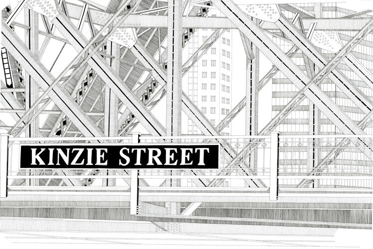 Kinzie Street Bridge Print by Kate Lewis