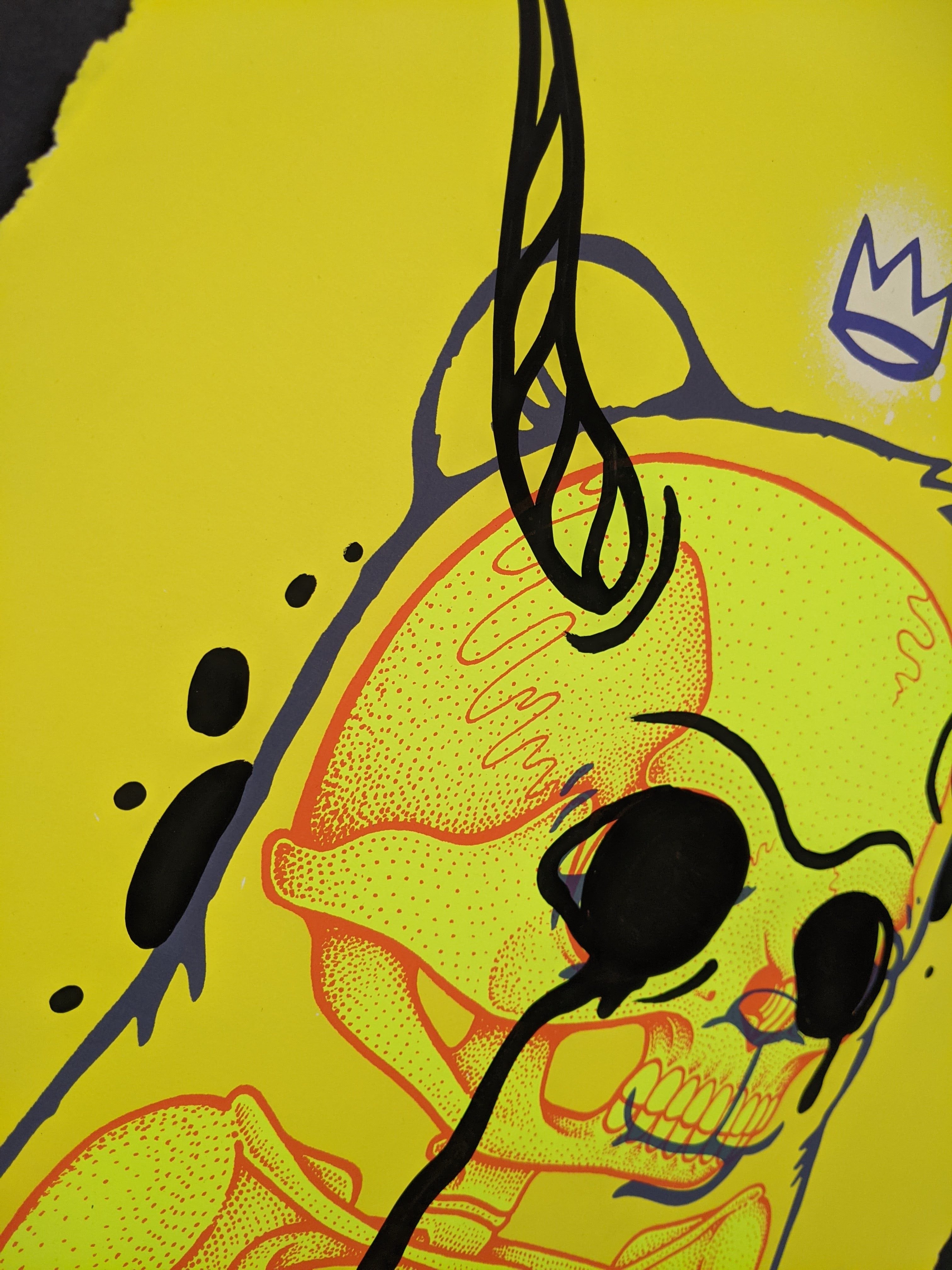 "Bear & Square Collaboration Neon Yellow" by Junk Yard X JC Rivera