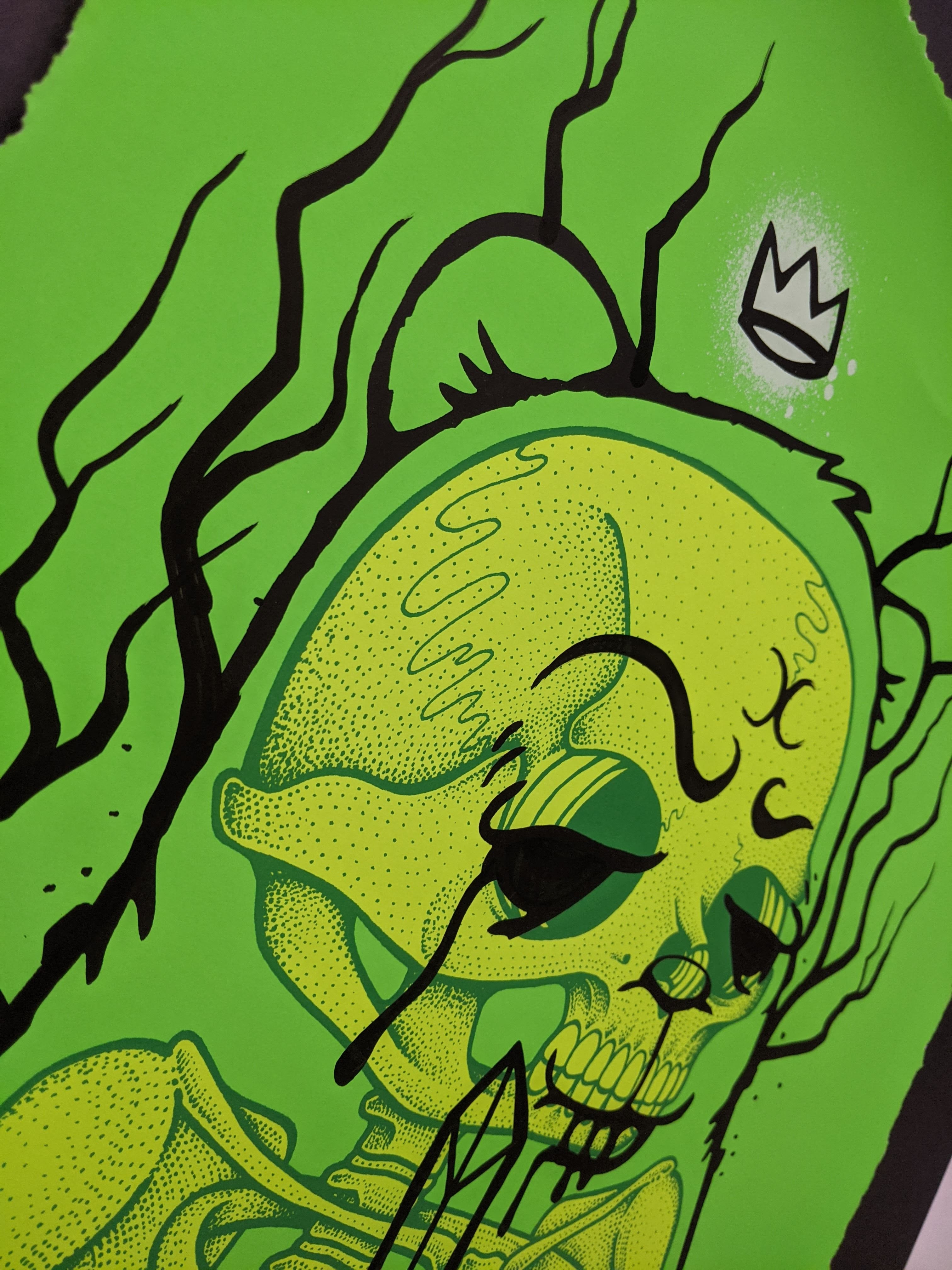 "Bear & Square Collaboration Neon Green" by Junk Yard X JC Rivera