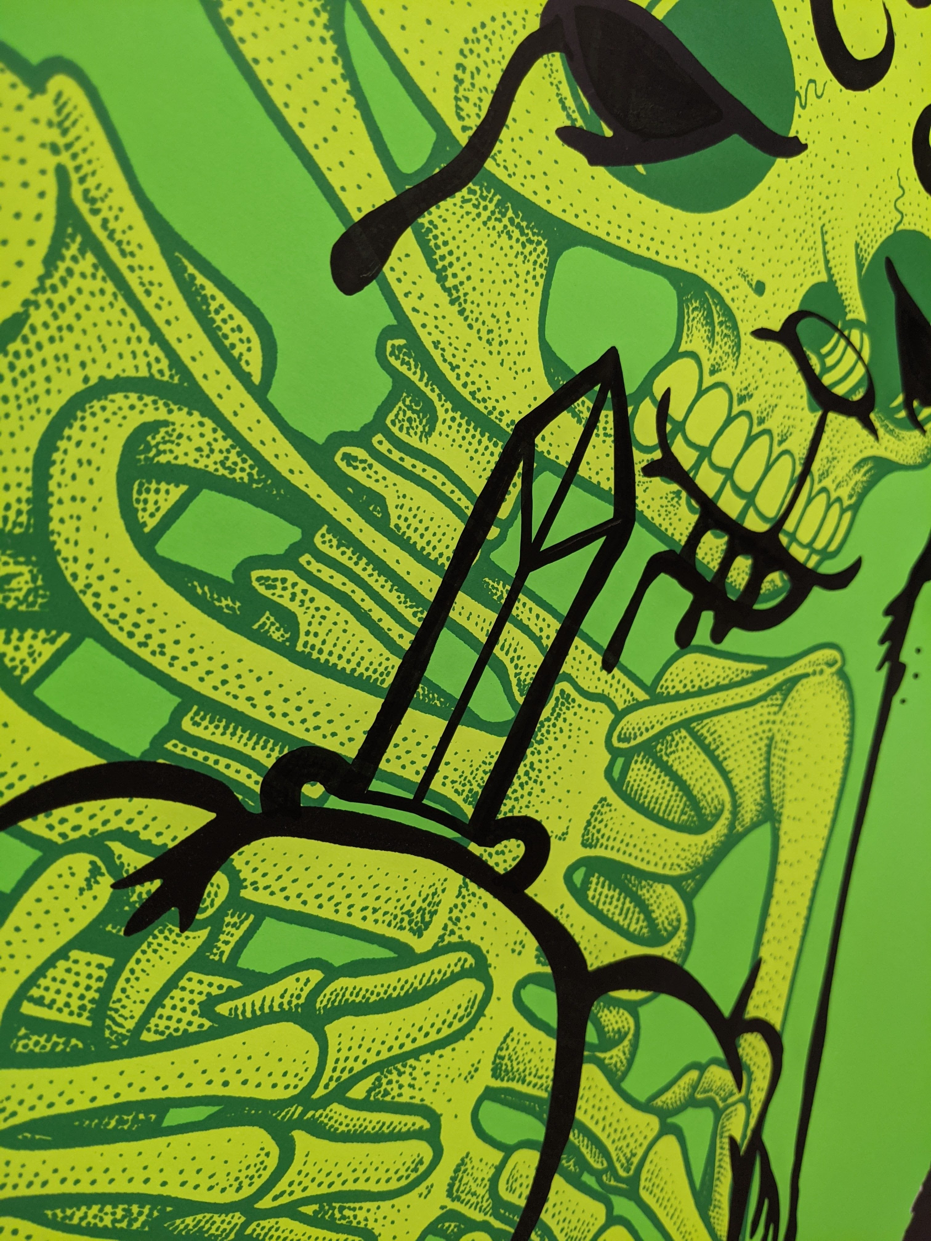 "Bear & Square Collaboration Neon Green" by Junk Yard X JC Rivera