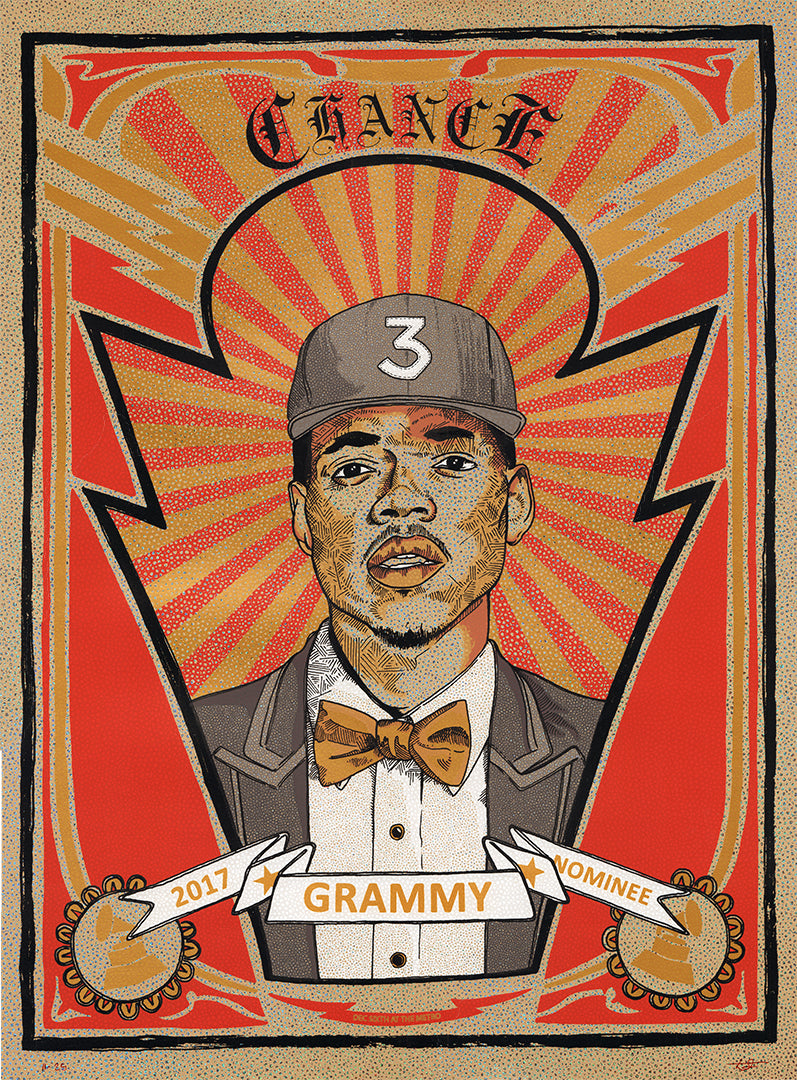 "Chance the Rapper Poster Foil Variant Chicago 2017" by Zissou Tasseff-Elenkoff