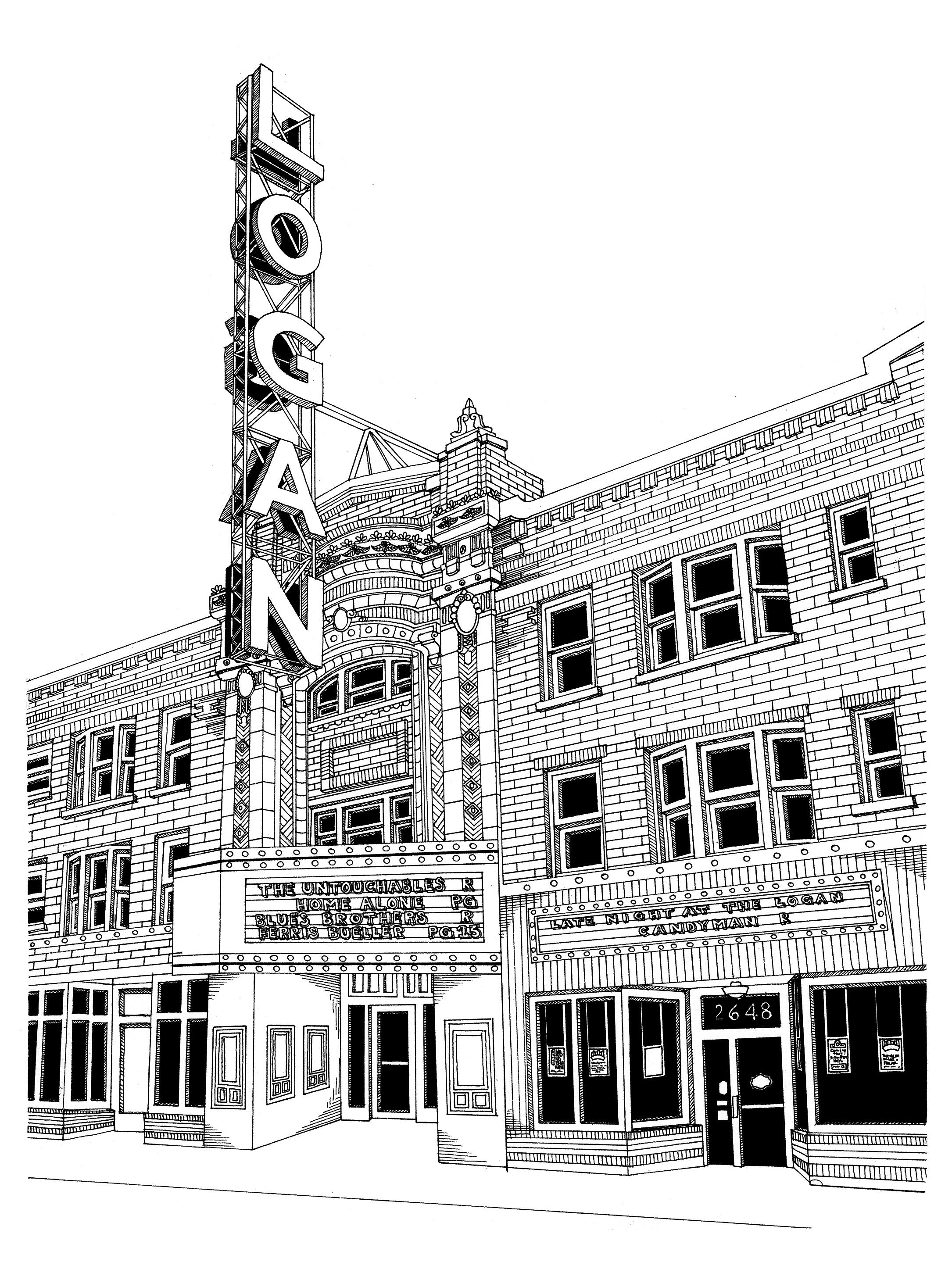 Logan Square Theater Print by Kate Lewis