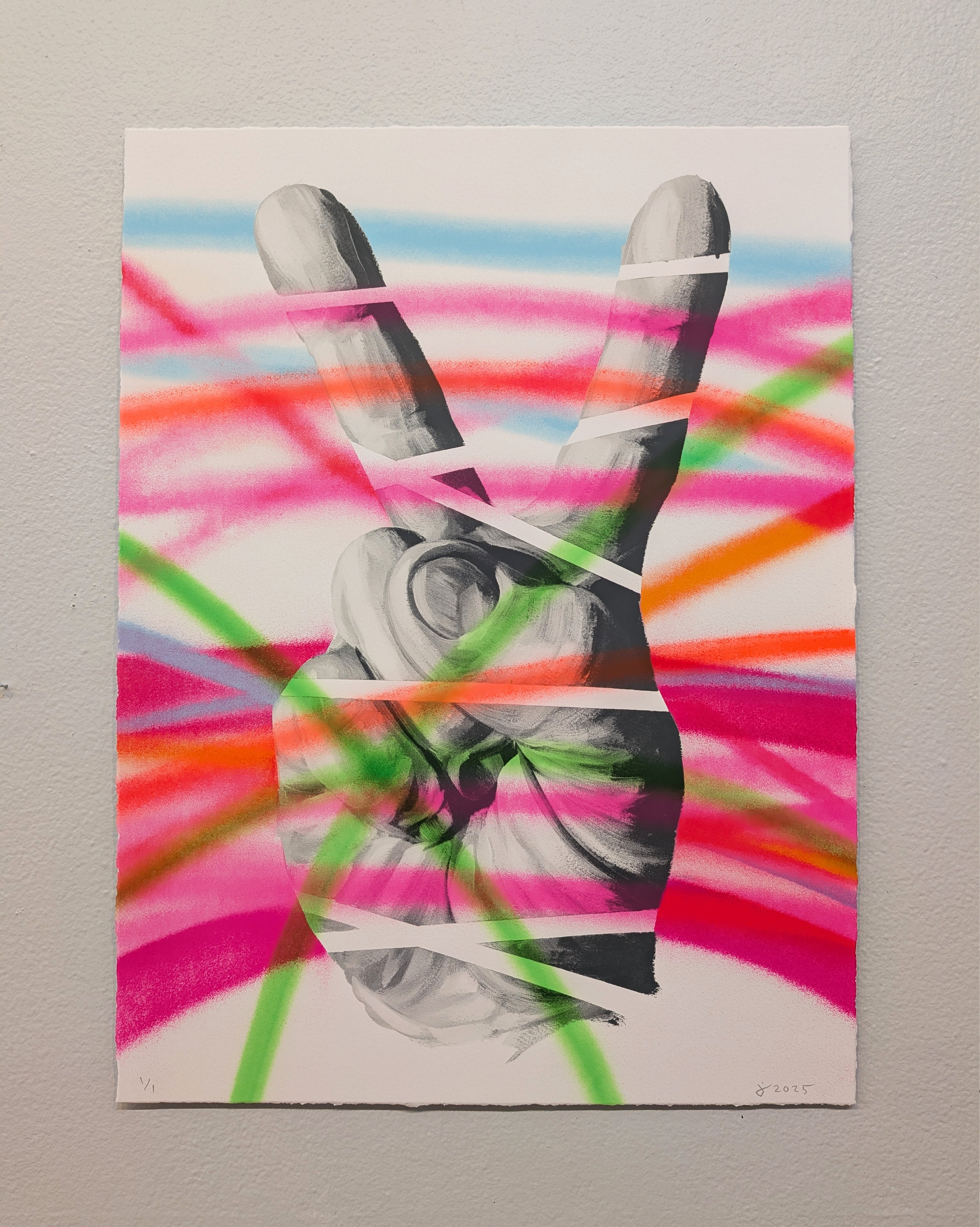 "PEACE OUT" (hand embellished 3) by Jeff Zimmermann