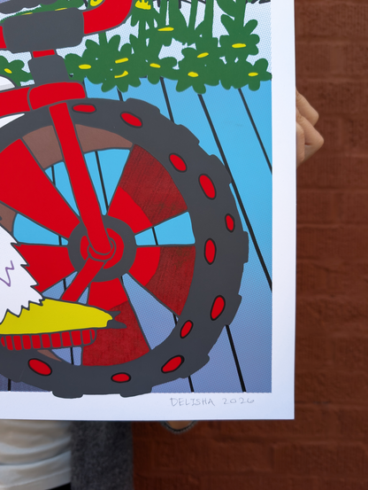 "Big Wheel Hero" Bloomingdale Trail Print by Delisha