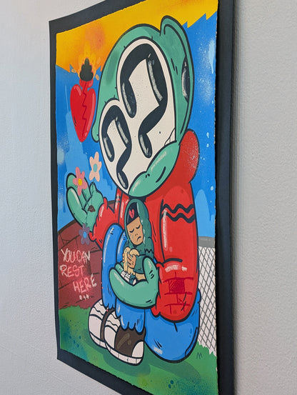 " YOU CAN REST HERE" (hand embellished 5) by Clue