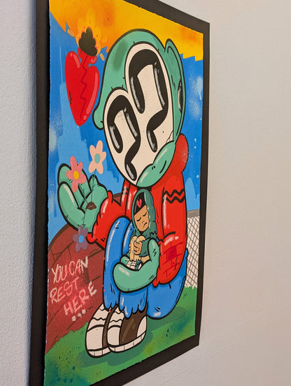 " YOU CAN REST HERE" (hand embellished 5) by Clue