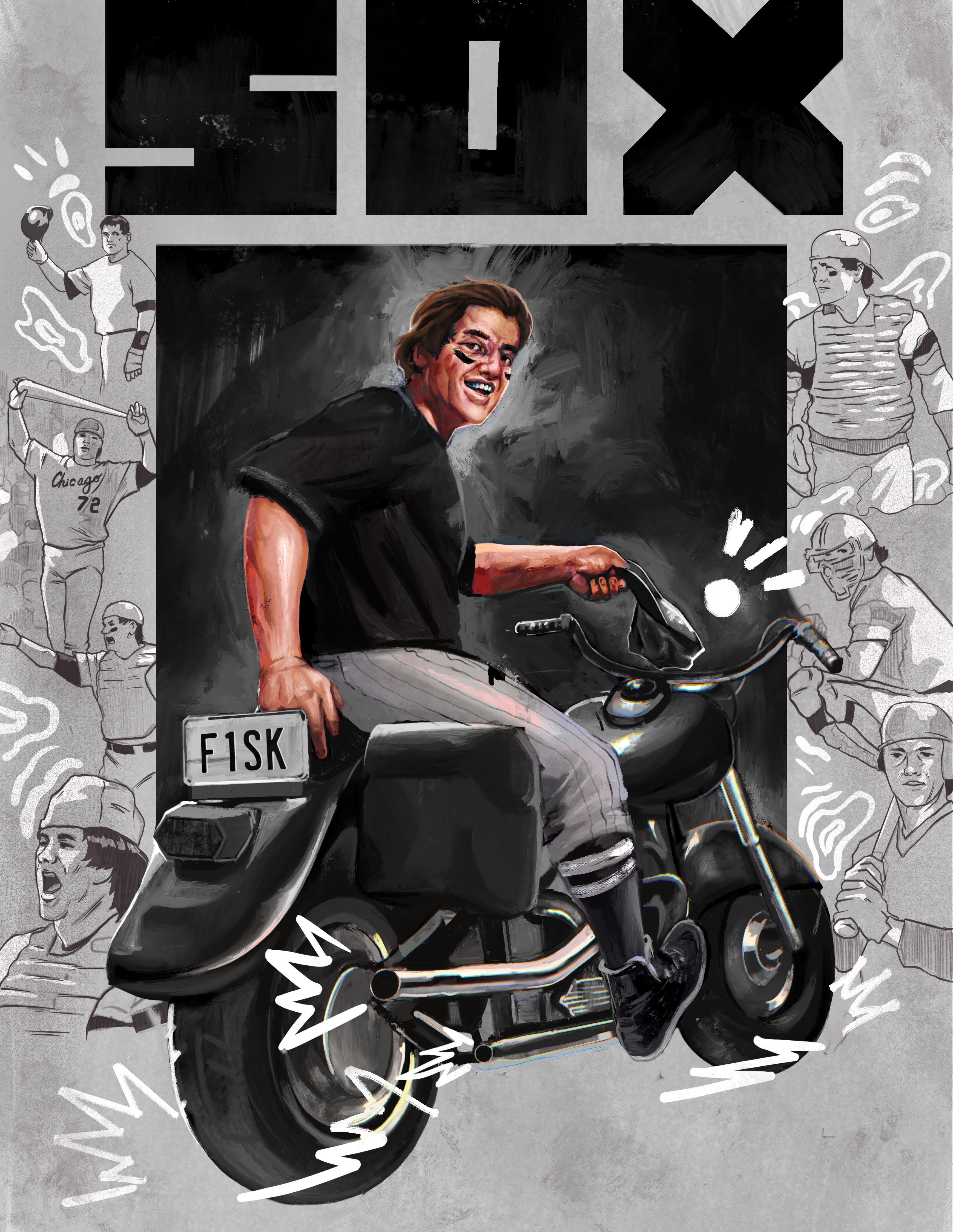 Carlton Fisk on Motorcycle