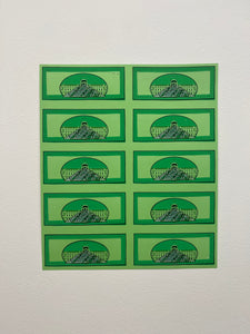 "Hand Embellished Sheet of Bills" by E.LEE