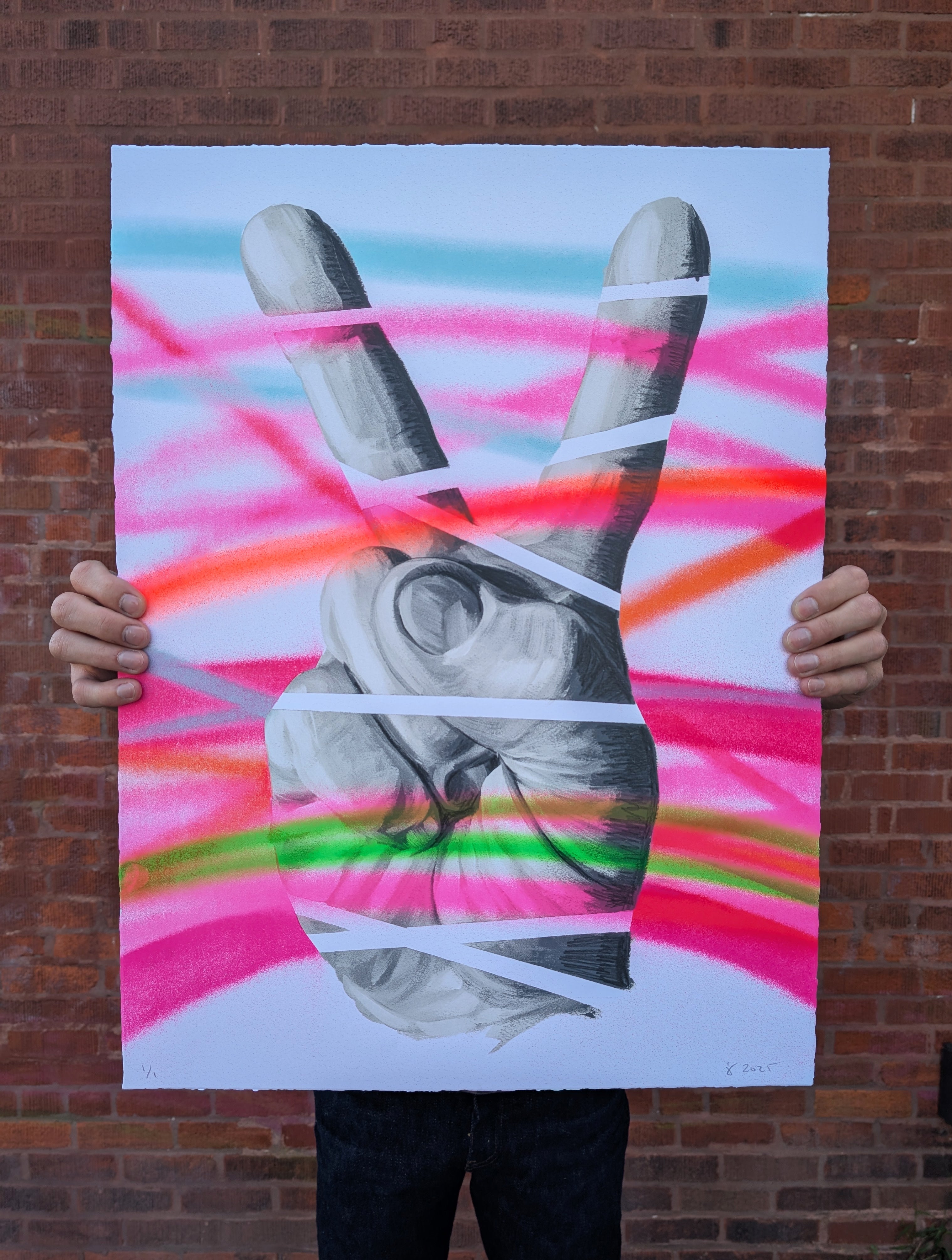 "PEACE OUT"  (hand embellished 5) by Jeff Zimmermann