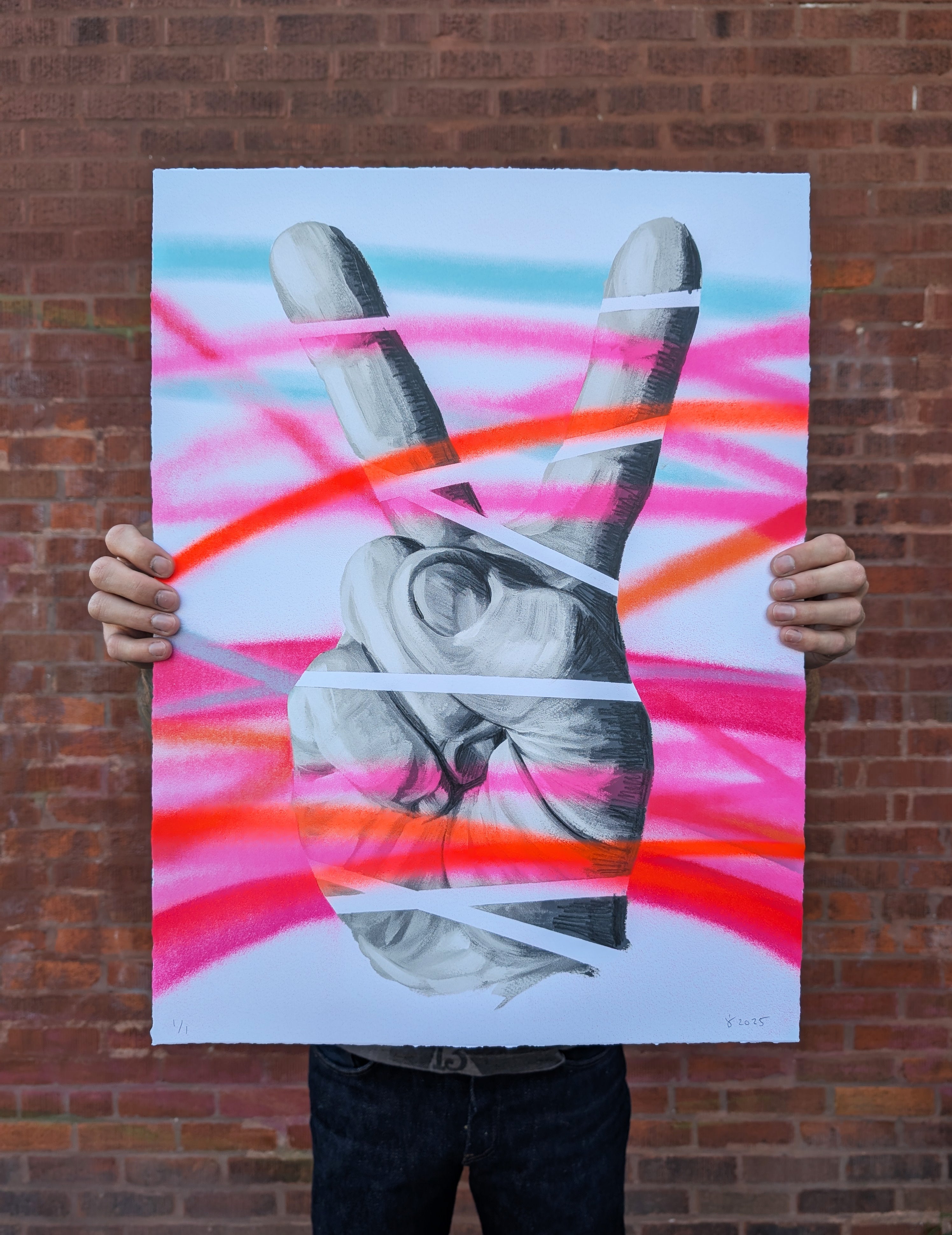 "PEACE OUT" (hand embellished 2) by Jeff Zimmermann