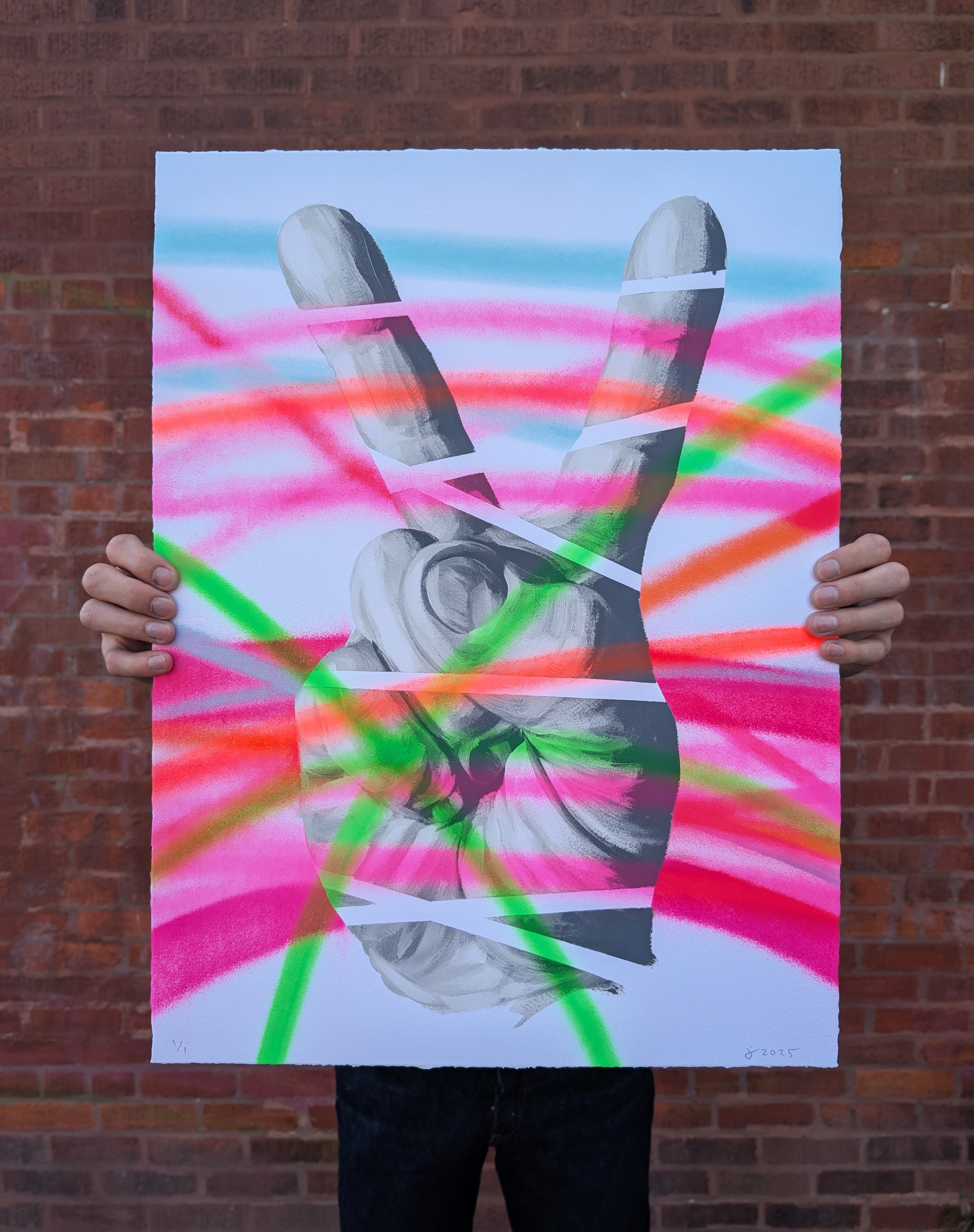 "PEACE OUT" (hand embellished 3) by Jeff Zimmermann