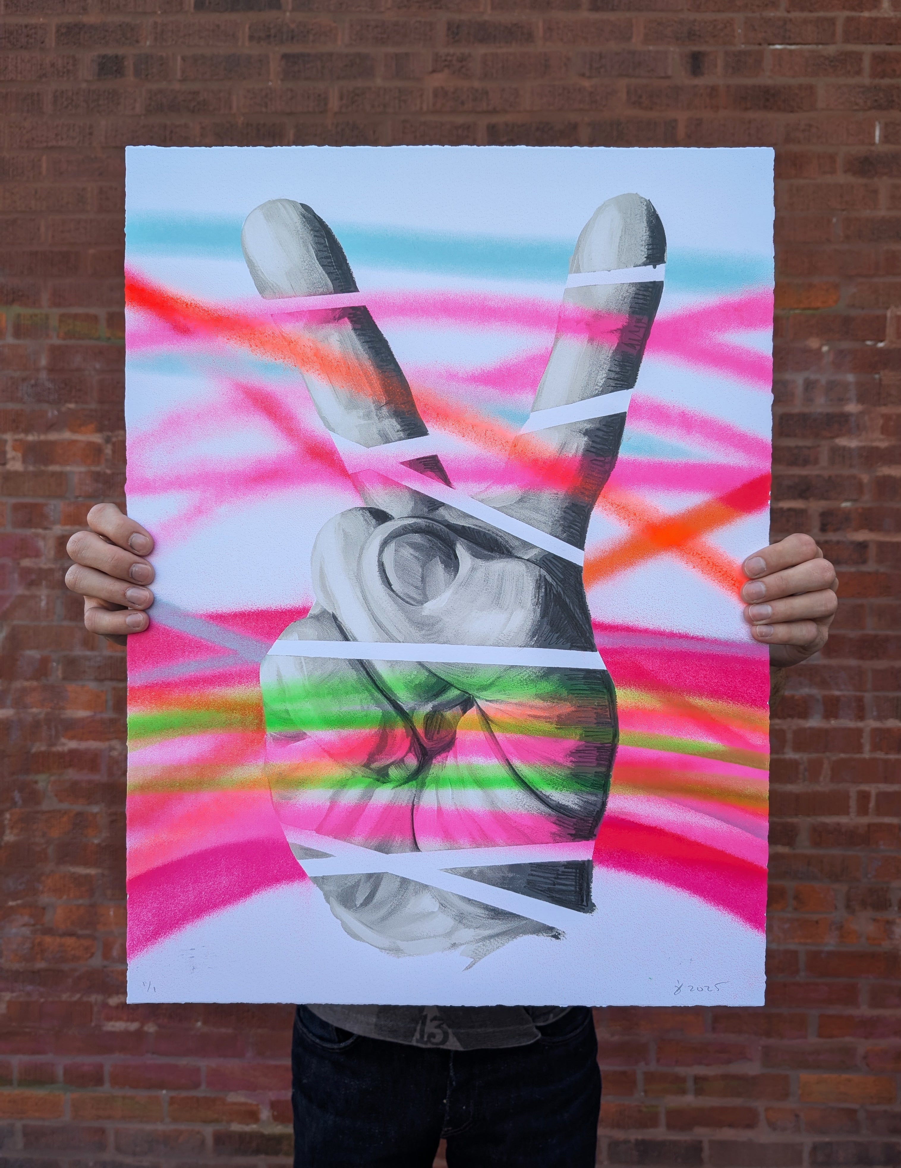 "PEACE OUT"  (hand embellished 4) by Jeff Zimmermann