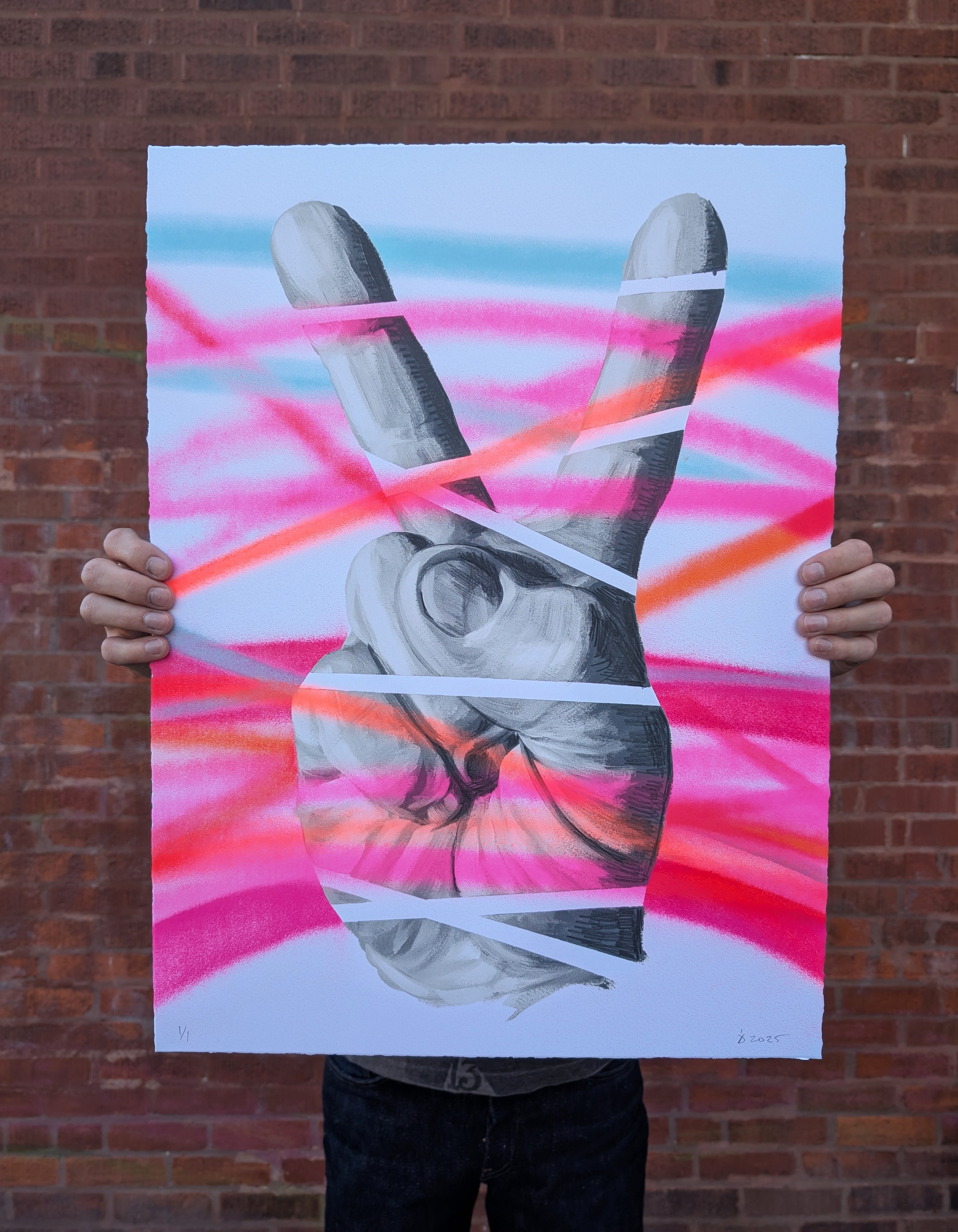 "PEACE OUT" (hand embellished 1) by Jeff Zimmermann