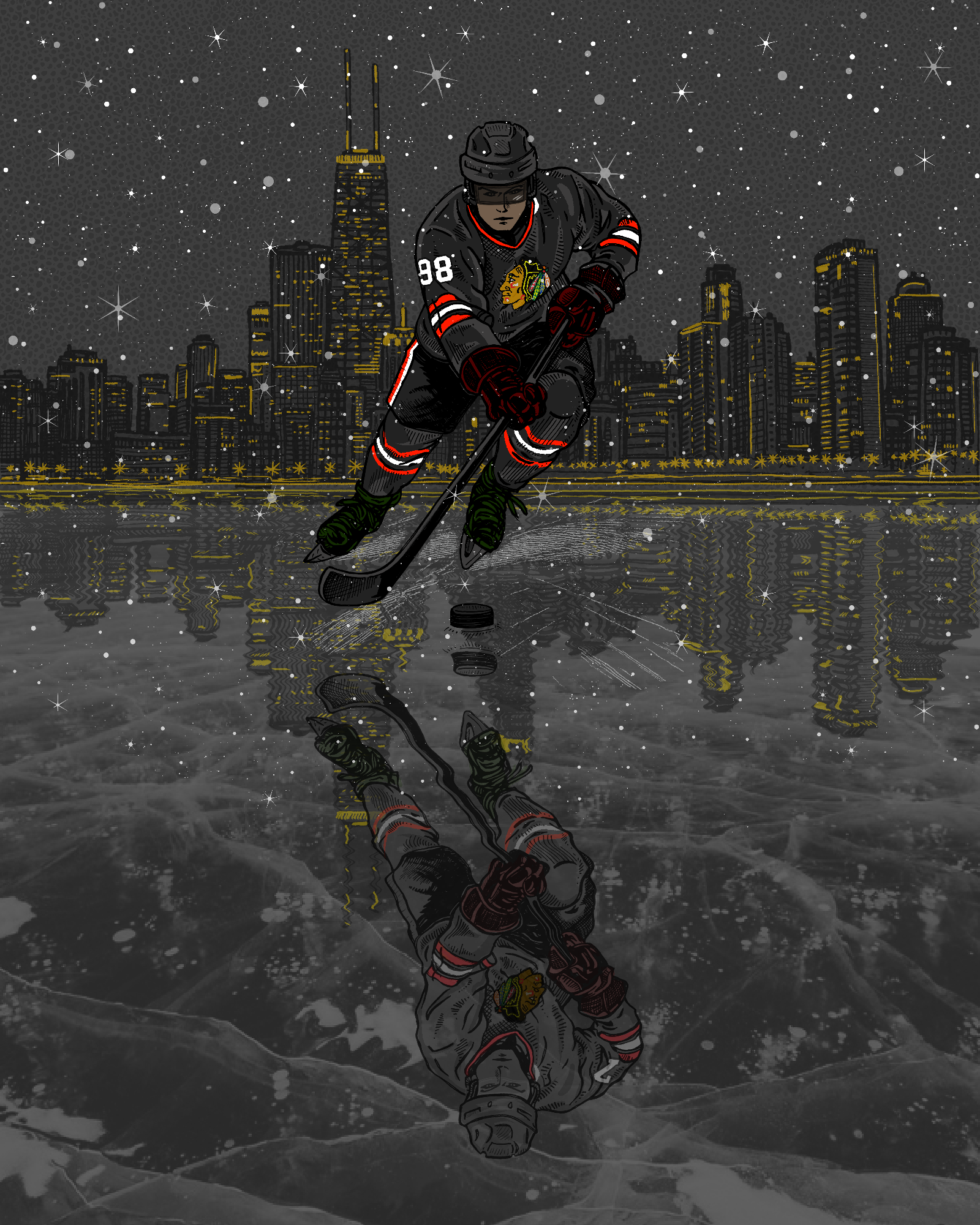 Black Hawks Digital poster by Zissou Tasseff-Elenkoff