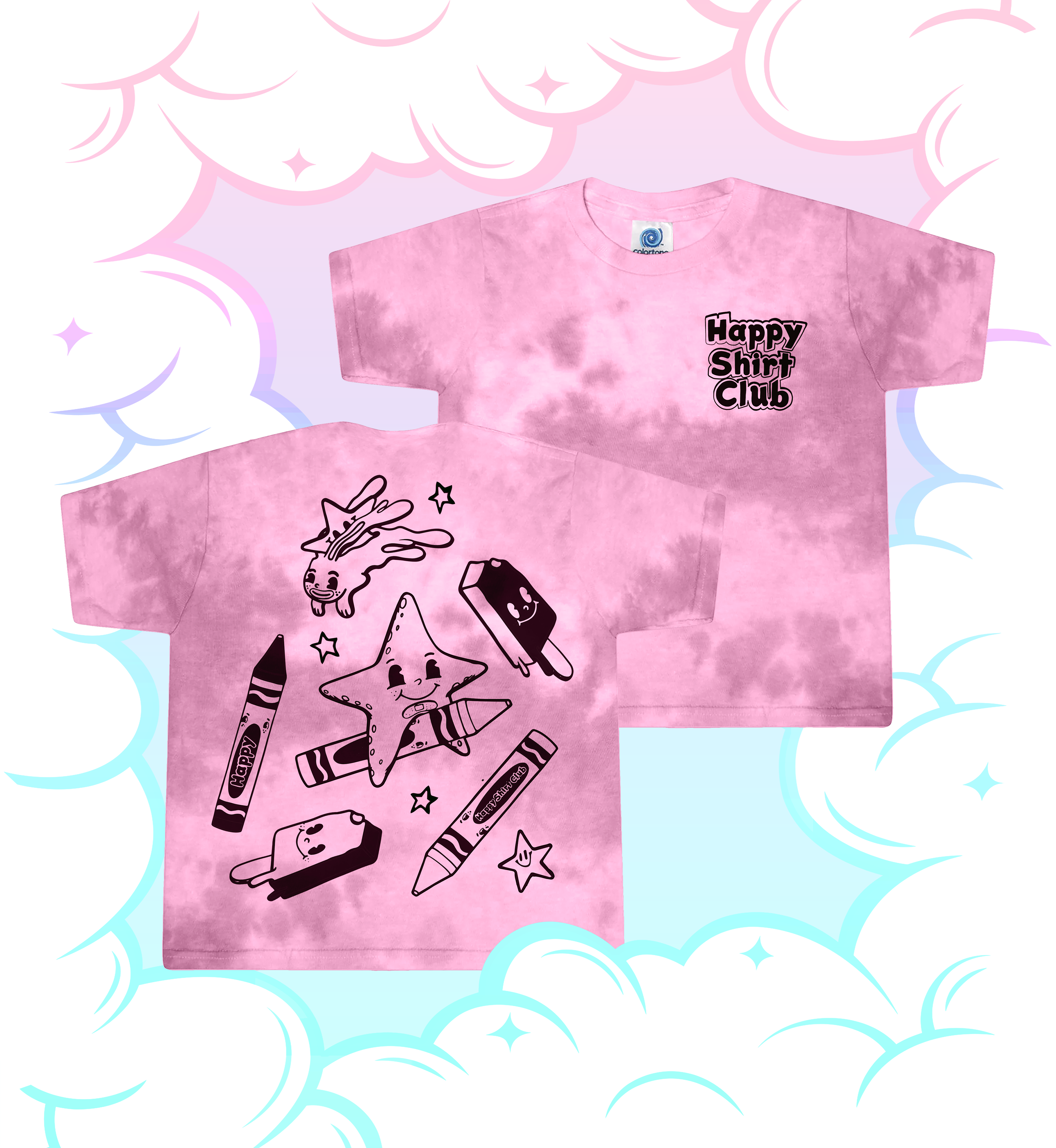 "Happy Shirt Club Tie Die T-Shirt" By Elloo