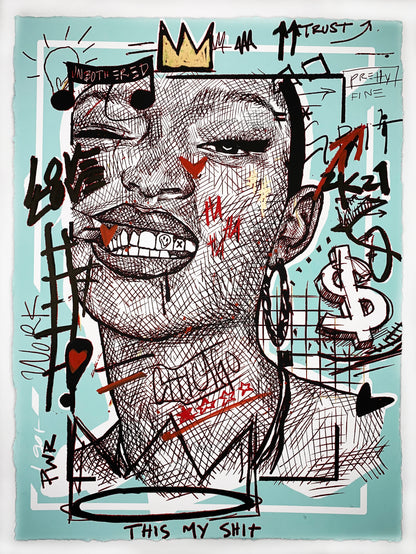 "This Ain't Free" Hand Embellished 2 by Dwight White
