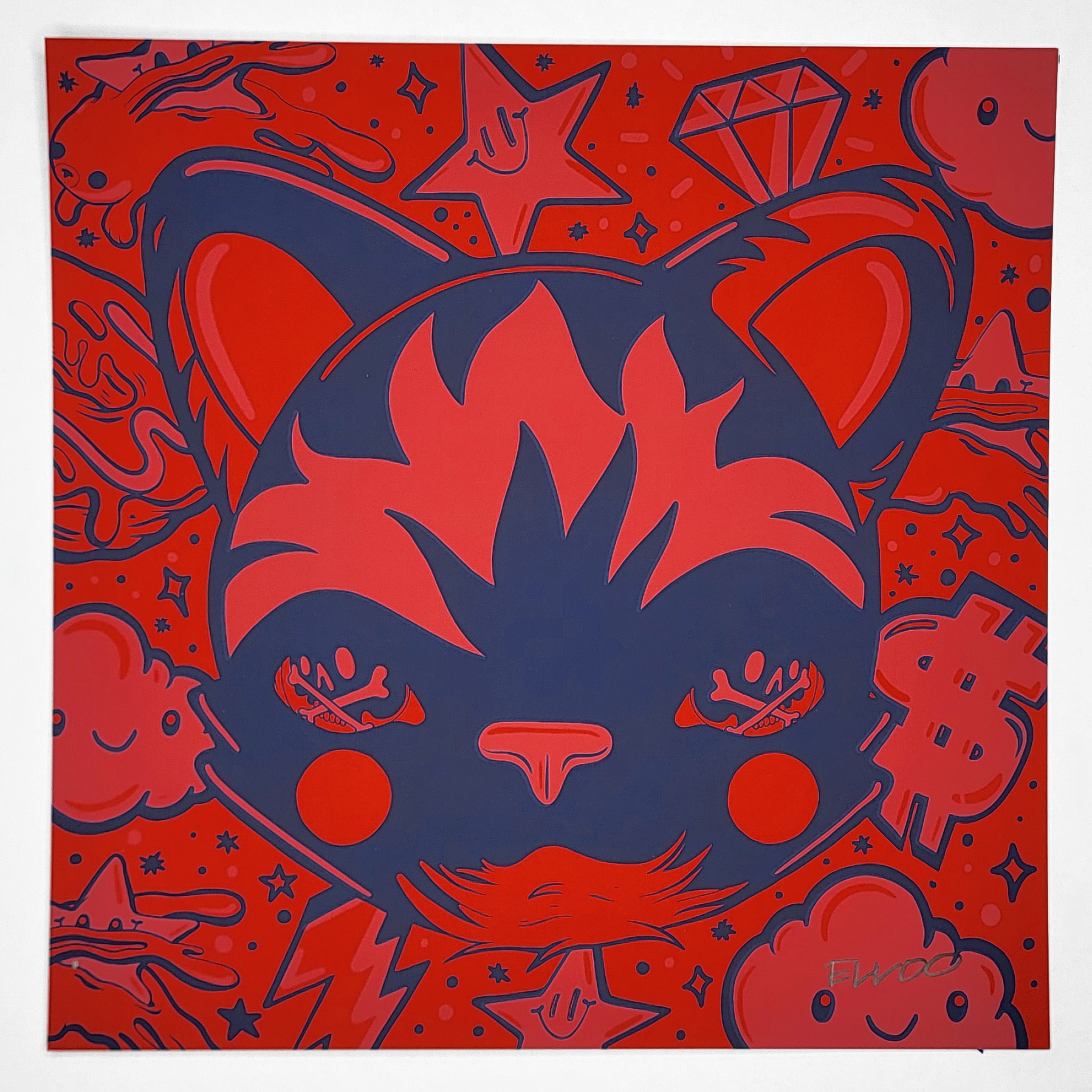 "Cat Red and Pink #12" by Elloo