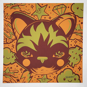 "Cat Orange and Olive #38" by Elloo