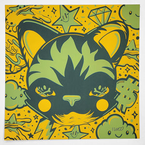"Cat Yellow and Green #42" by Elloo