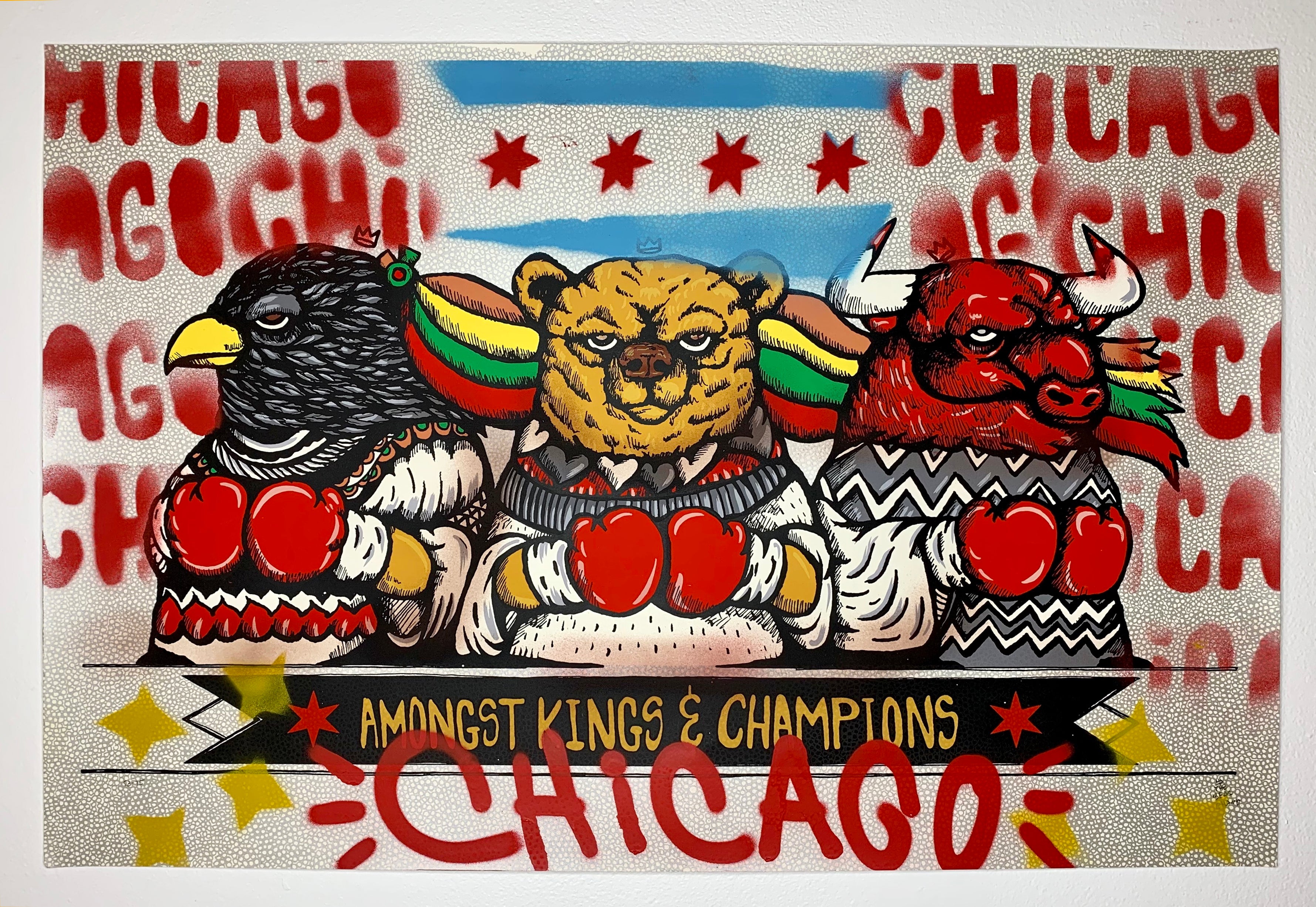 "Amongst Kings and Champions Hand Embellished 3" by JC Rivera