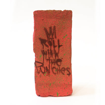 "Hand Embellished Neon Red Brick 4" by JC Rivera