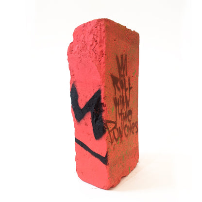 "Hand Embellished Neon Red Brick 4" by JC Rivera