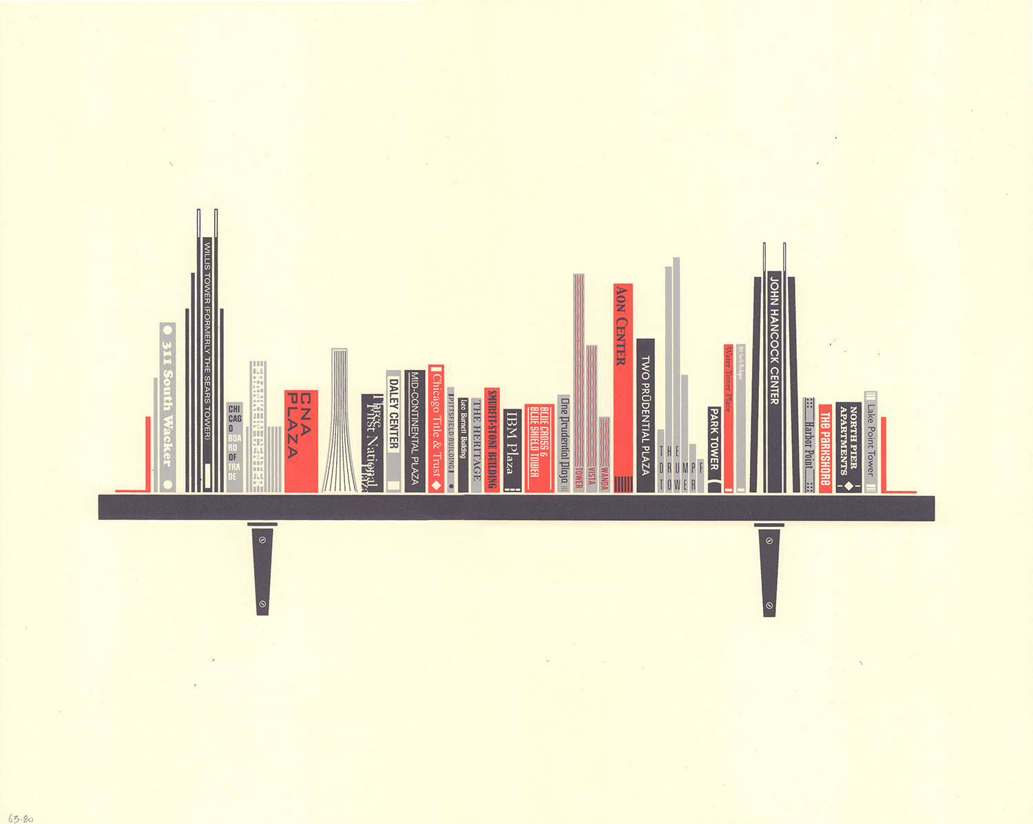 "Bookshelf Chicago Print 2019 Updated Edition" by Sean Mort