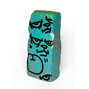 "Hand Embellished Aqua Brick 3" by JC Rivera